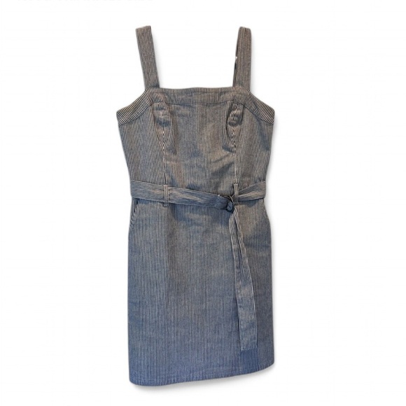 Hollister Gray and White Striped Mini Overall Sun Dress Size Small - Picture 1 of 7